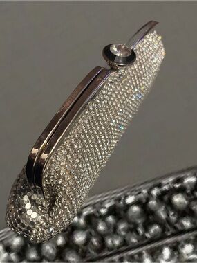 Crystal-Embellished Silver Evening Clutch NWOTS 6” X 10”